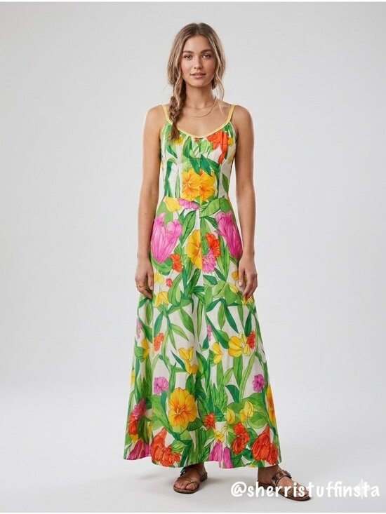 DeWeese Design Dresses & Skirts - Vintage VTG 1960s Deweese Design Floral Maxi Dress Sof-Cup Bra 14/36 Size 8